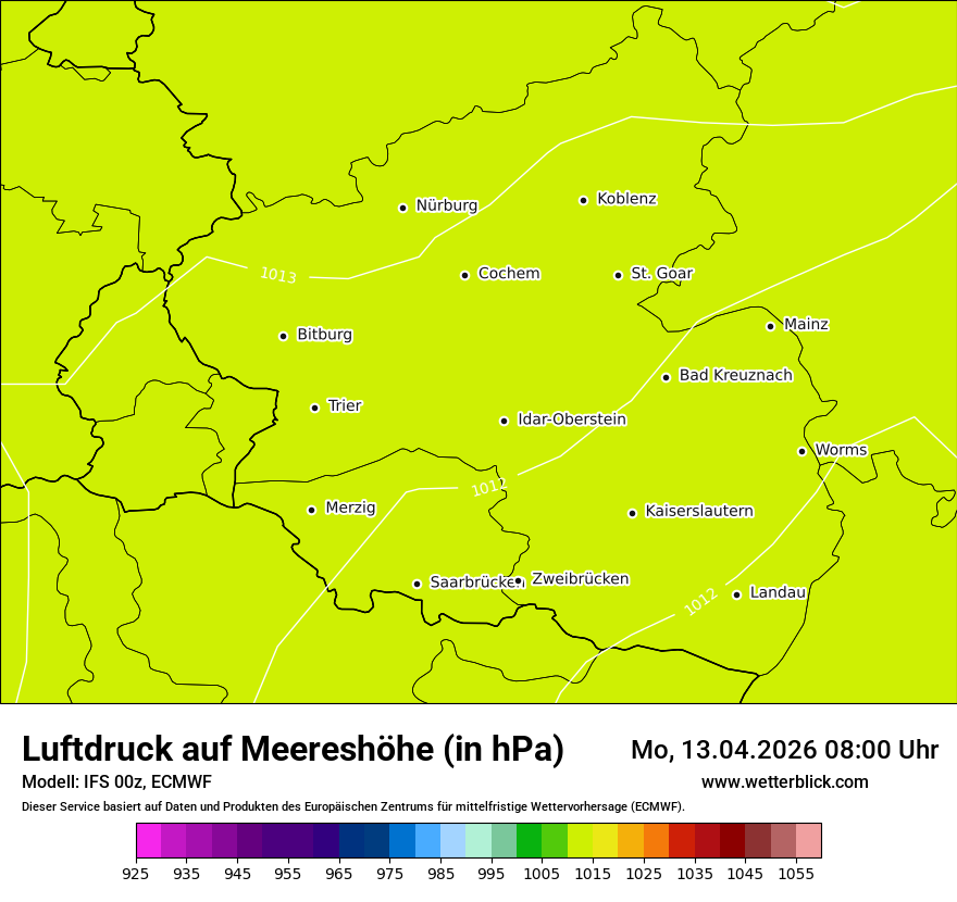 Modellkarte ECMWF – pmsl – rp