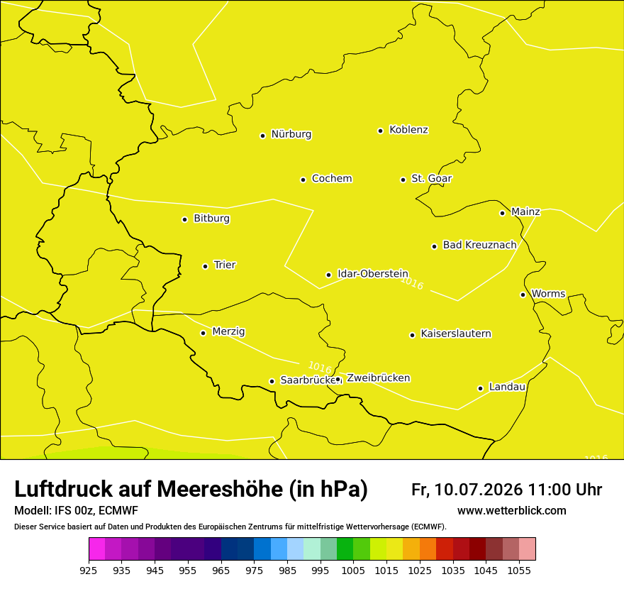 Modellkarte ECMWF – pmsl – rp