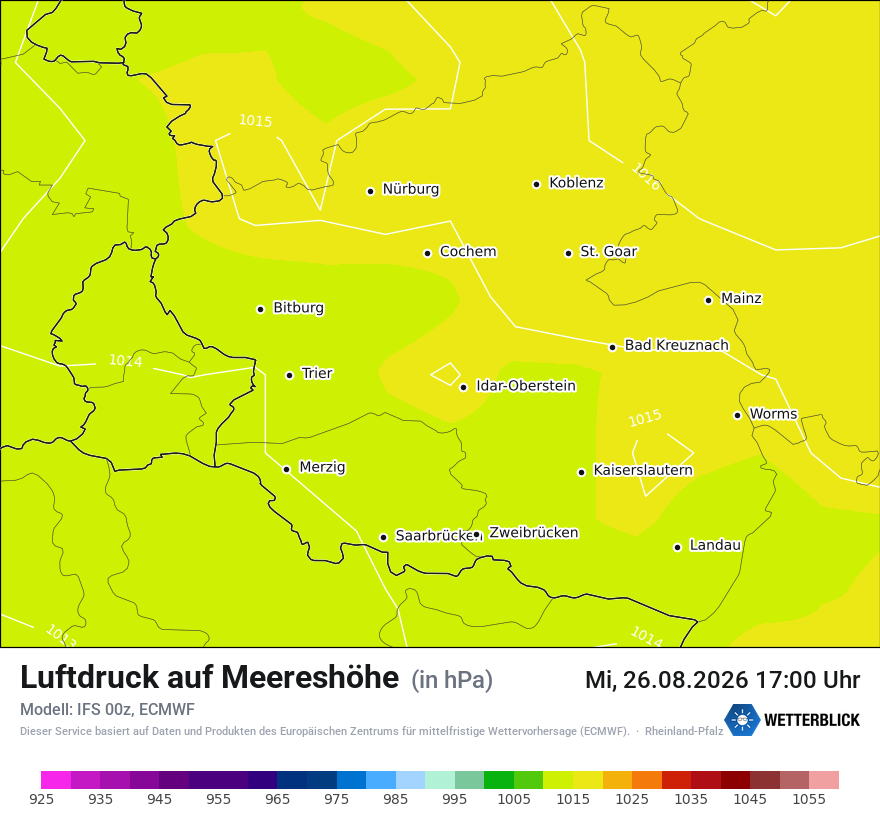 Modellkarte ECMWF – pmsl – rp
