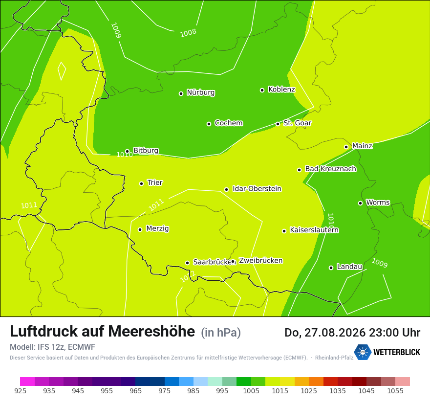 Modellkarte ECMWF – pmsl – rp