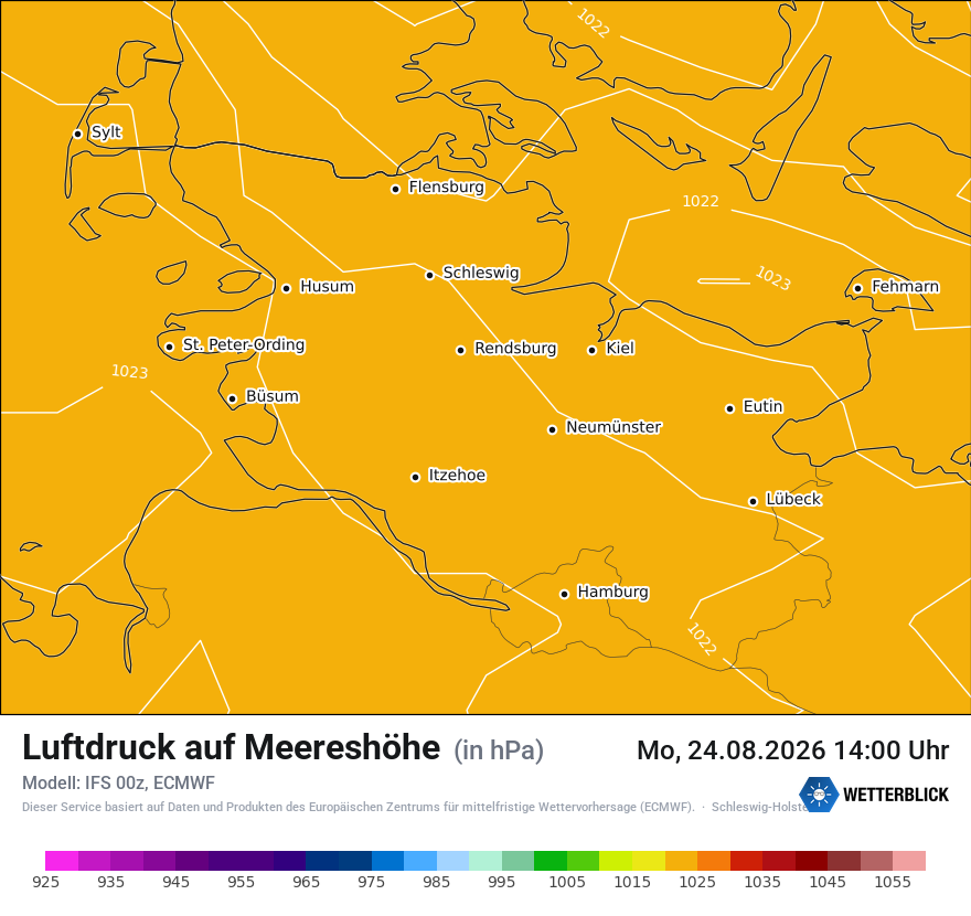 Modellkarte ECMWF – pmsl – sh