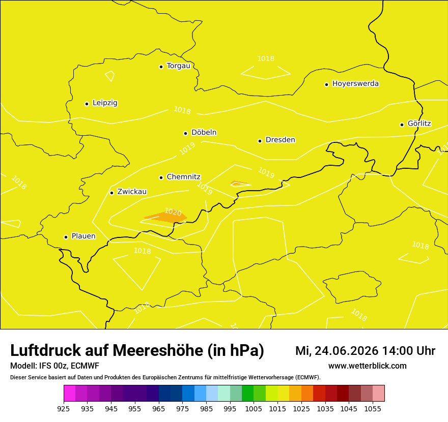 Modellkarte ECMWF – pmsl – sn