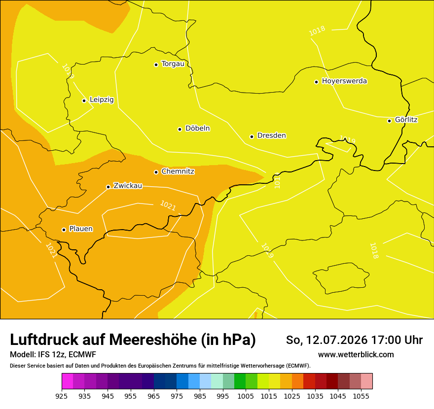 Modellkarte ECMWF – pmsl – sn