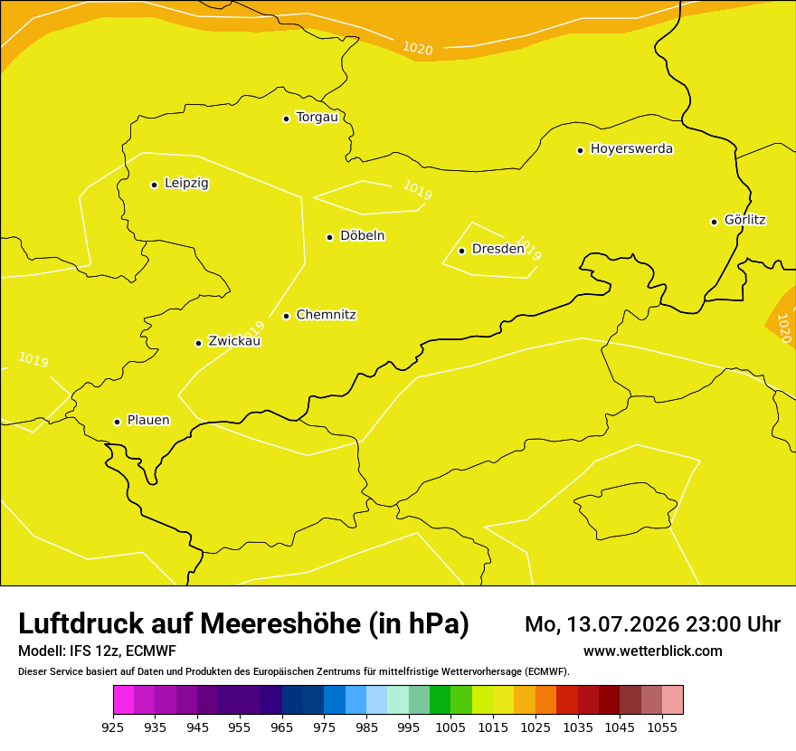 Modellkarte ECMWF – pmsl – sn