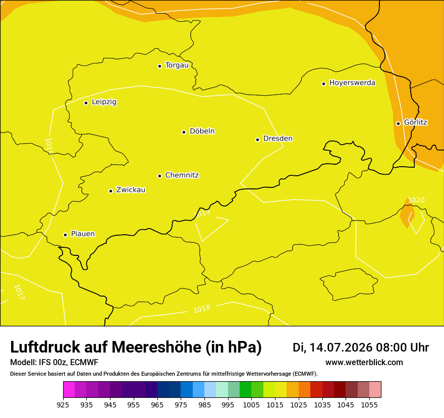 Modellkarte ECMWF – pmsl – sn