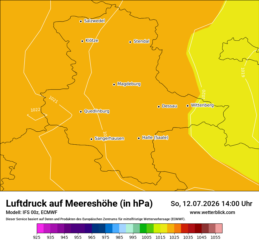 Modellkarte ECMWF – pmsl – st
