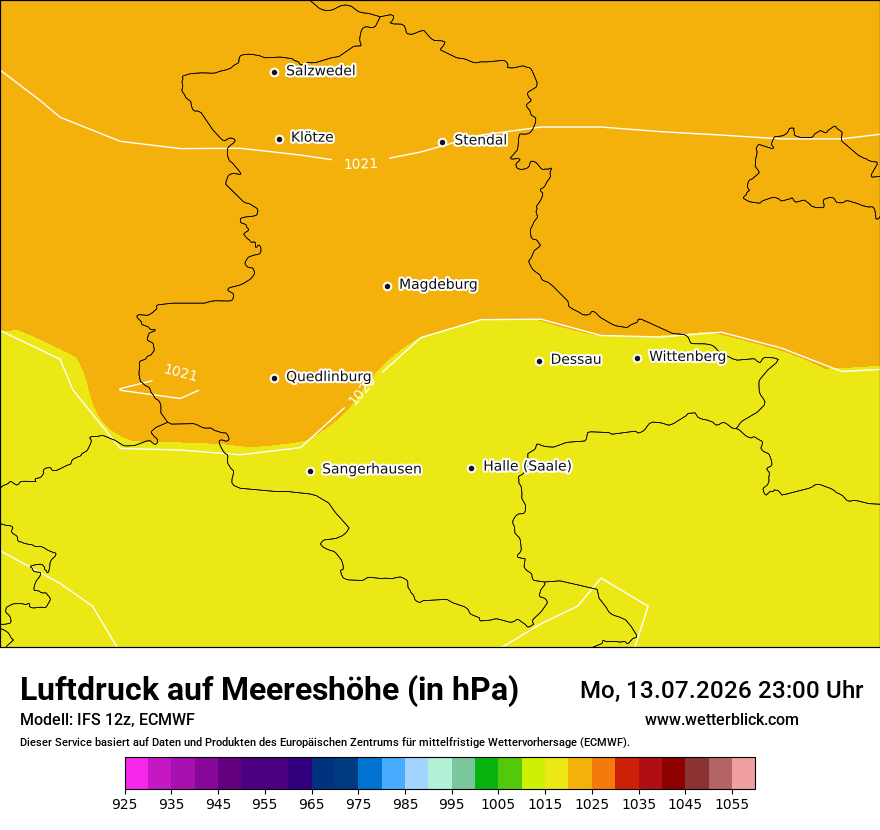 Modellkarte ECMWF – pmsl – st