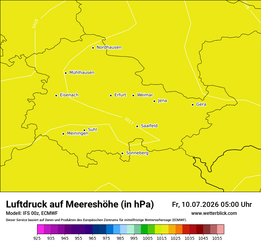 Modellkarte ECMWF – pmsl – th