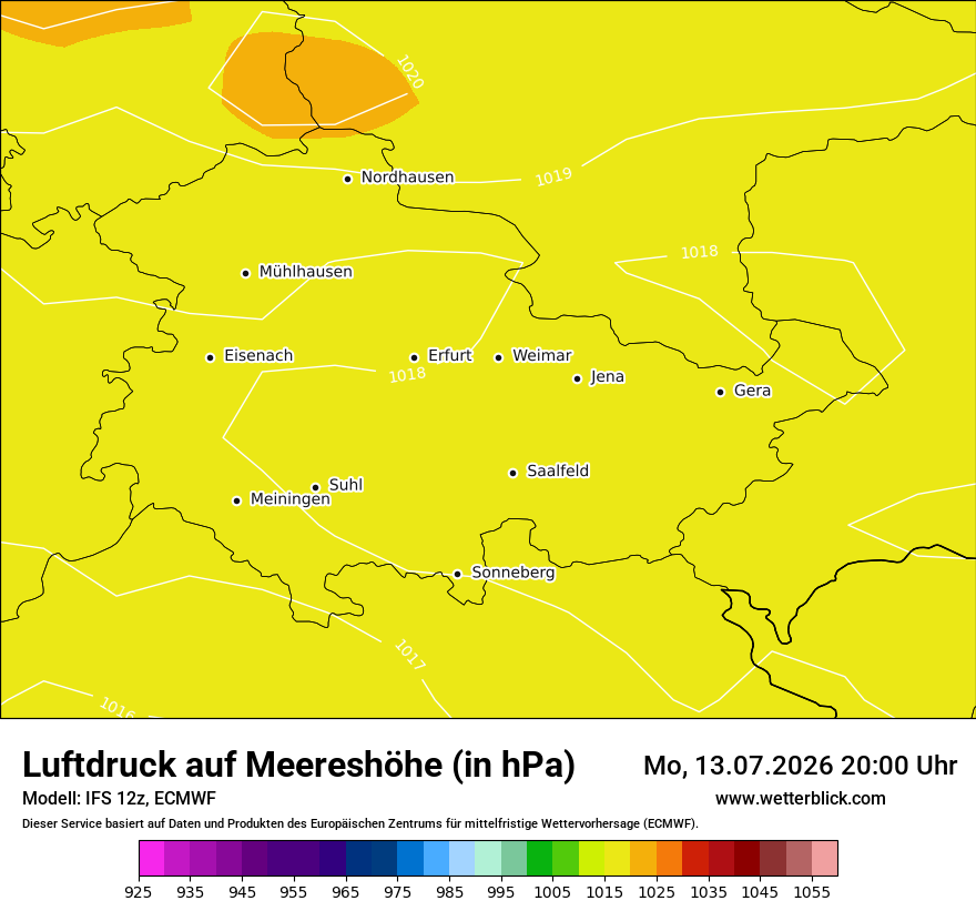 Modellkarte ECMWF – pmsl – th