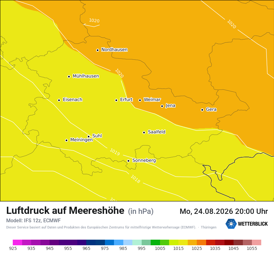 Modellkarte ECMWF – pmsl – th