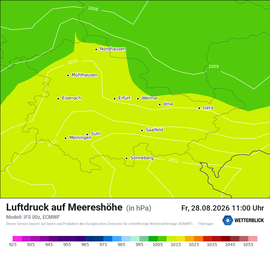 Modellkarte ECMWF – pmsl – th