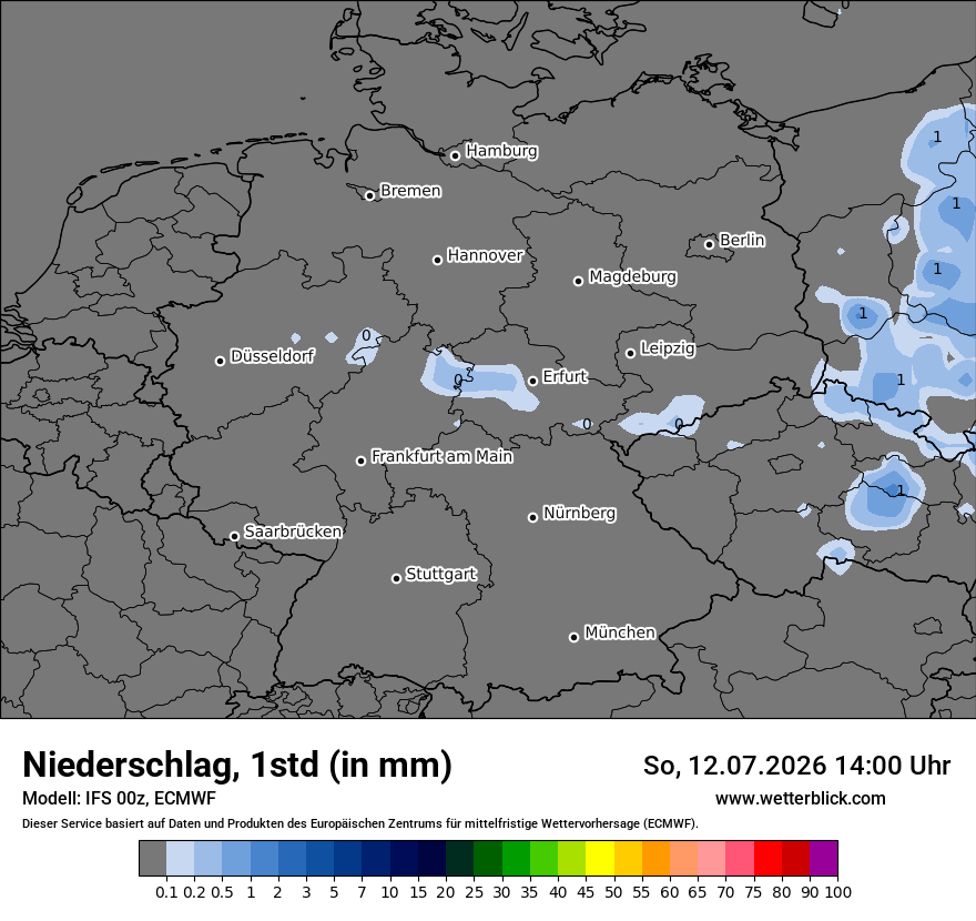 Modellkarte ECMWF – precip – deutschland