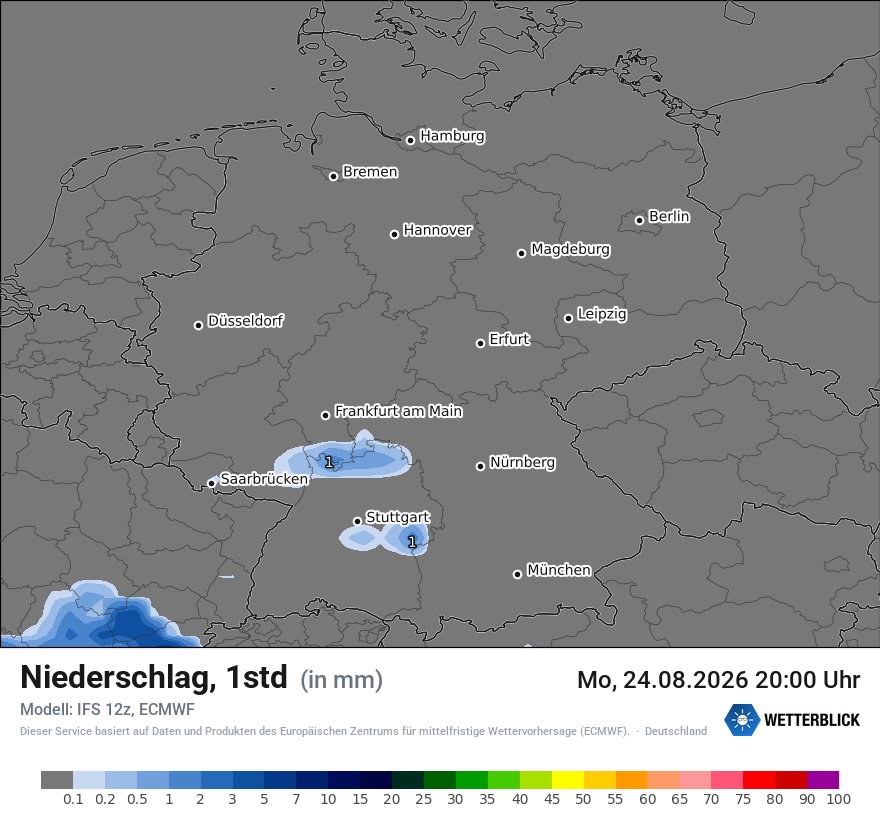 Modellkarte ECMWF – precip – deutschland
