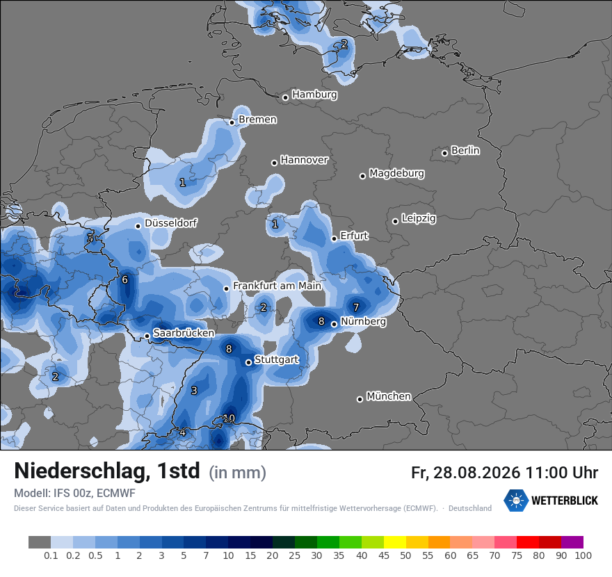 Modellkarte ECMWF – precip – deutschland
