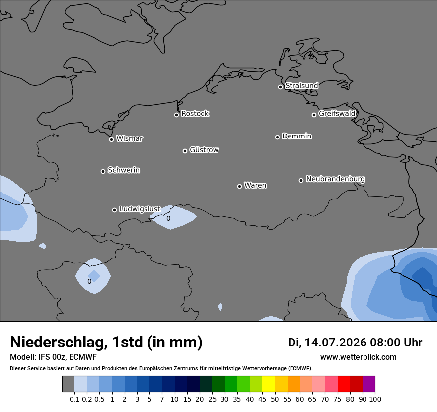 Modellkarte ECMWF – precip – mv