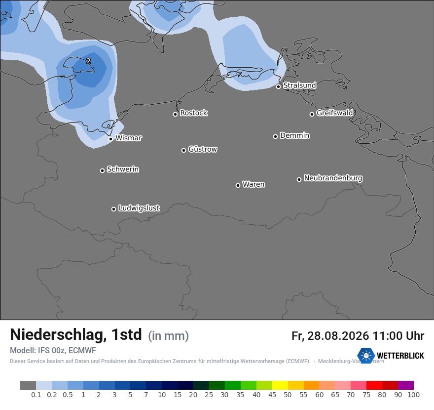 Modellkarte ECMWF – precip – mv