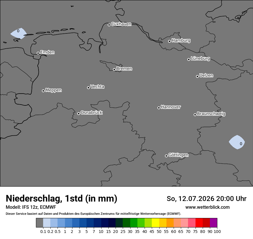 Modellkarte ECMWF – precip – ni