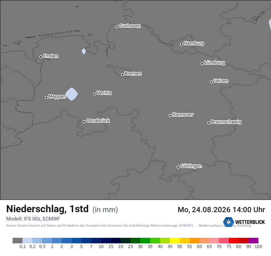 Modellkarte ECMWF – precip – ni