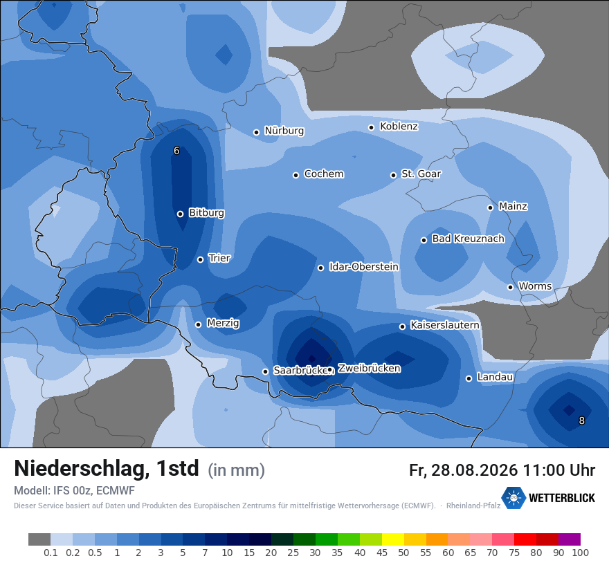 Modellkarte ECMWF – precip – rp
