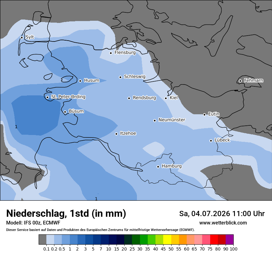 Modellkarte ECMWF – precip – sh