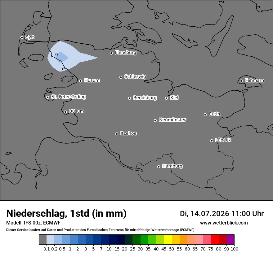 Modellkarte ECMWF – precip – sh