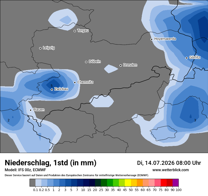 Modellkarte ECMWF – precip – sn