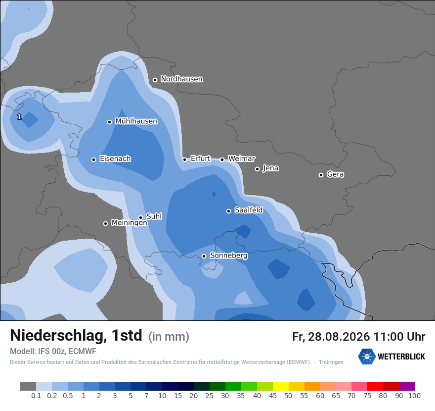 Modellkarte ECMWF – precip – th