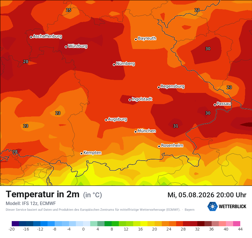 Modellkarte ECMWF – t2m – by