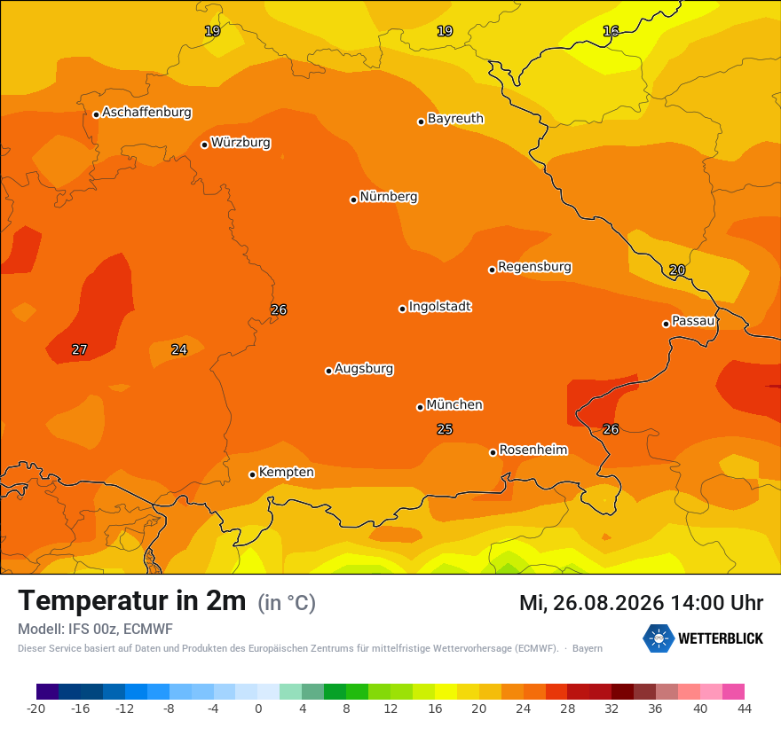 Modellkarte ECMWF – t2m – by