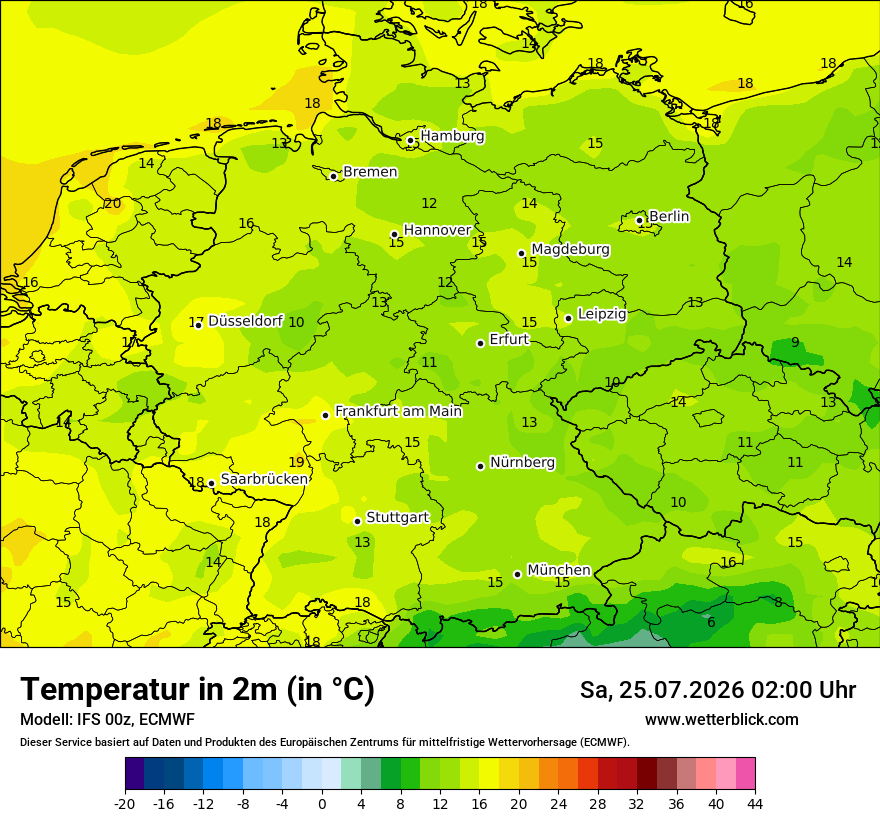 Modellkarte ECMWF – t2m – deutschland