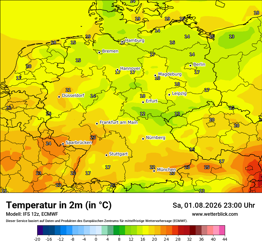 Modellkarte ECMWF – t2m – deutschland