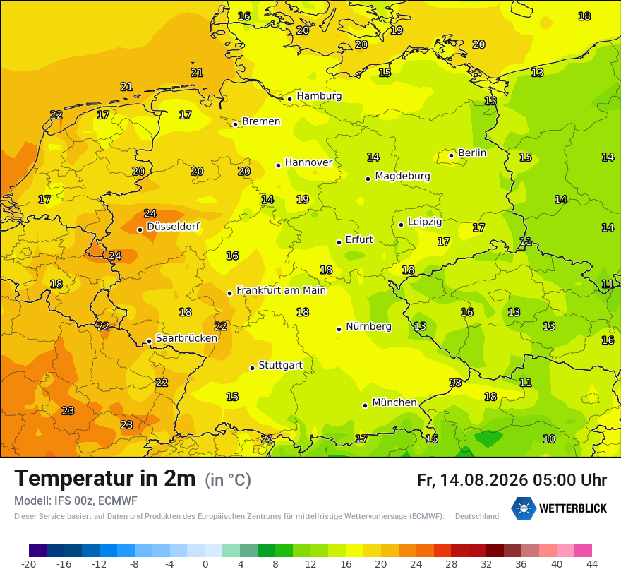 Modellkarte ECMWF – t2m – deutschland