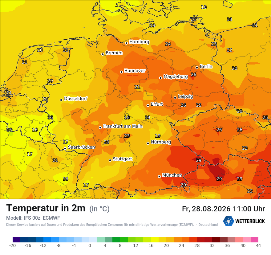 Modellkarte ECMWF – t2m – deutschland