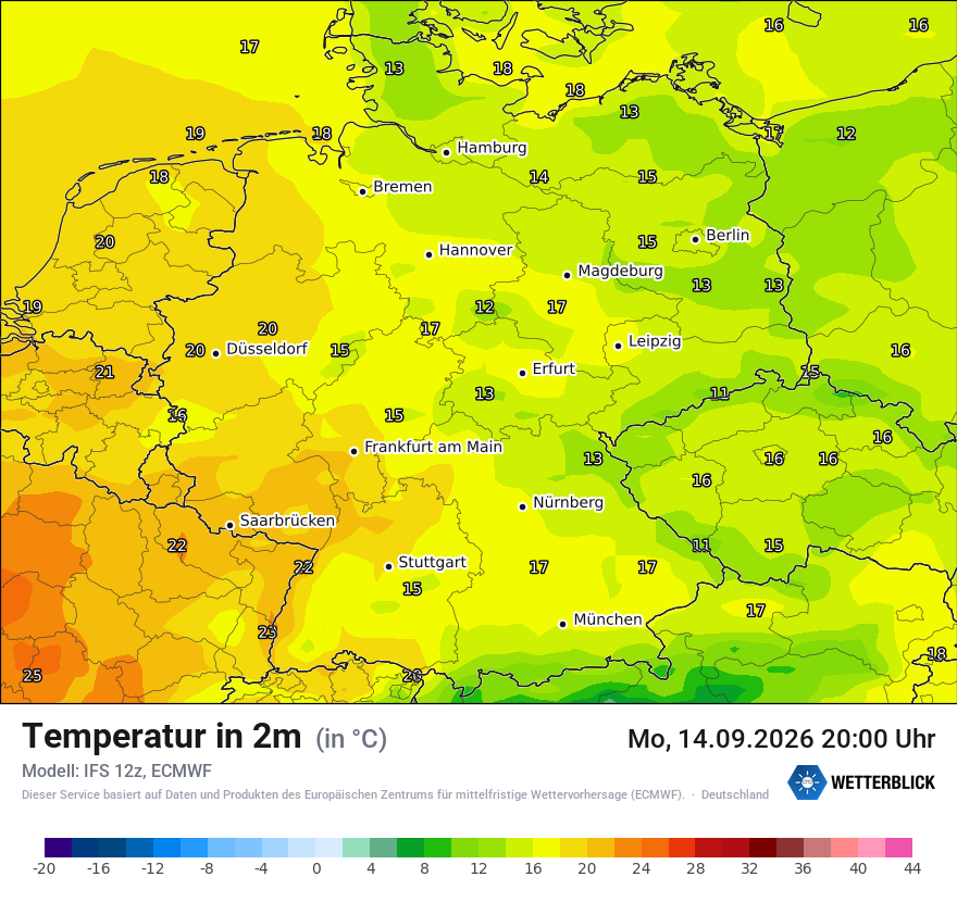 Modellkarte ECMWF – t2m – deutschland
