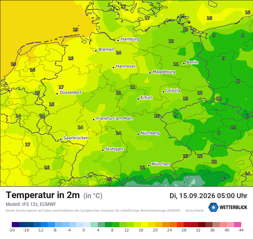 Modellkarte ECMWF – t2m – deutschland