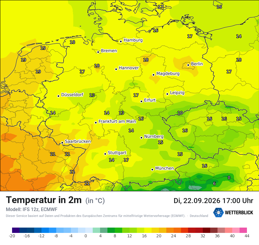 Modellkarte ECMWF – t2m – deutschland