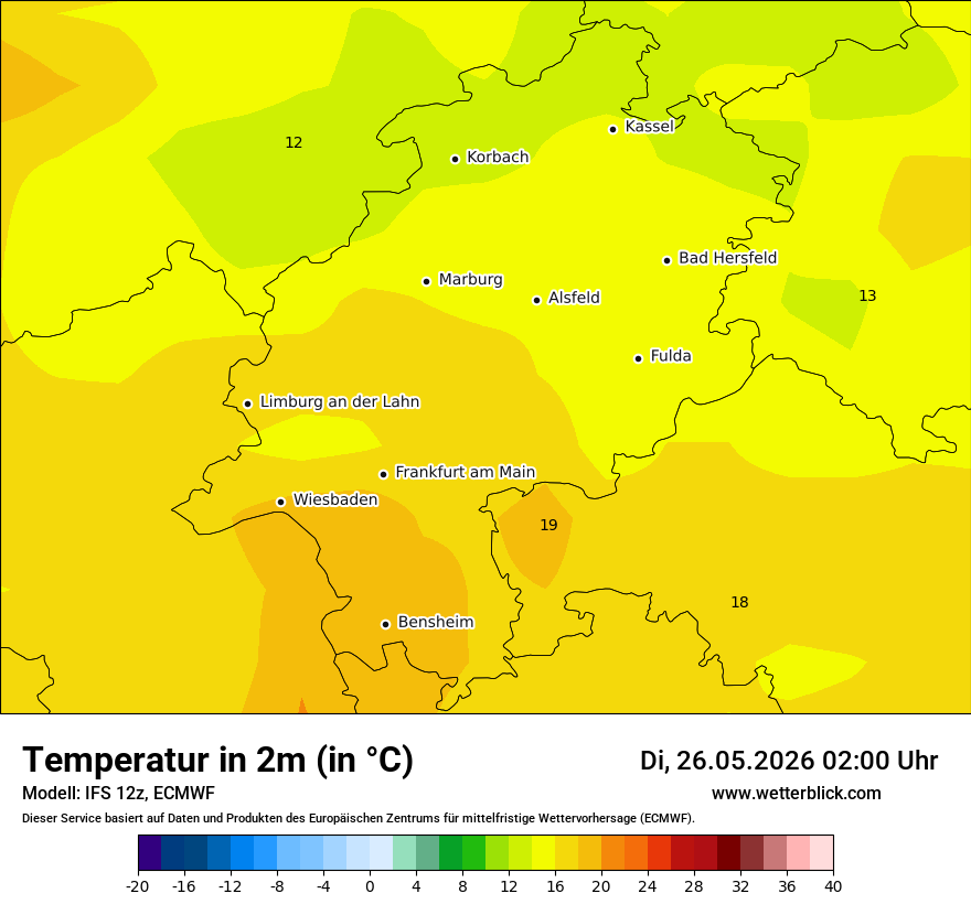 Modellkarte ECMWF – t2m – he