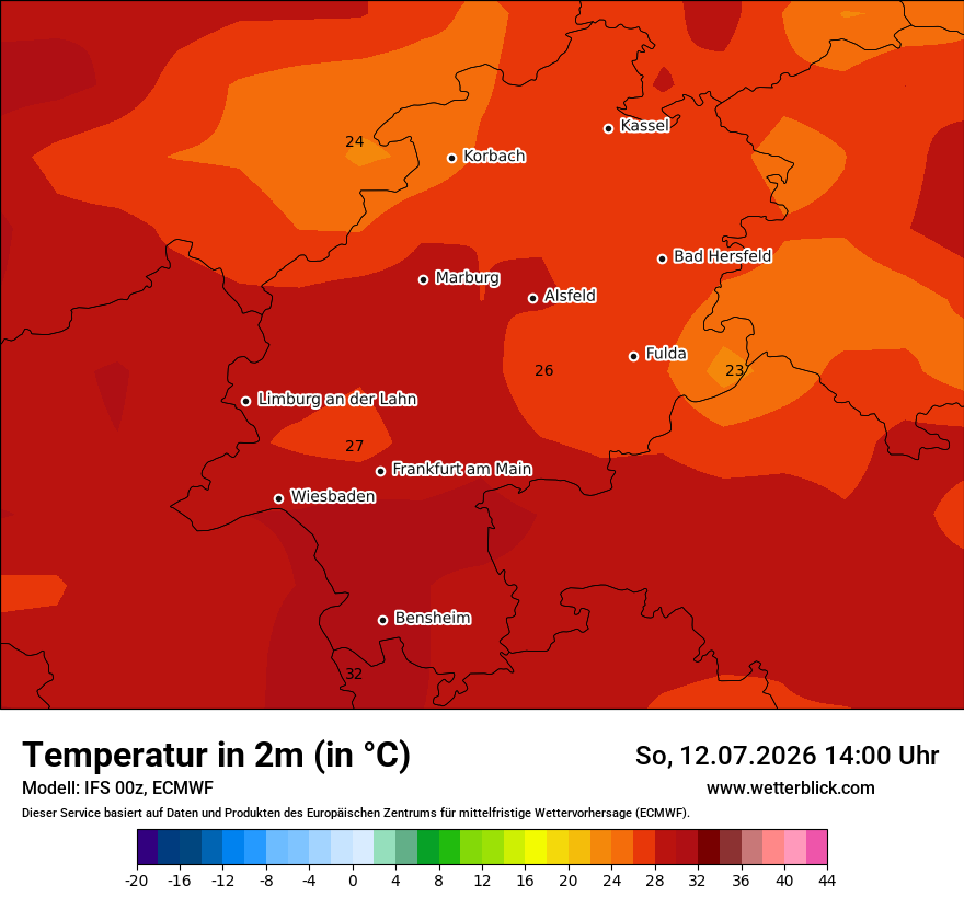 Modellkarte ECMWF – t2m – he
