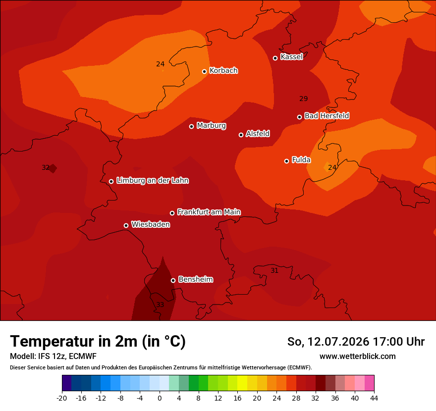Modellkarte ECMWF – t2m – he