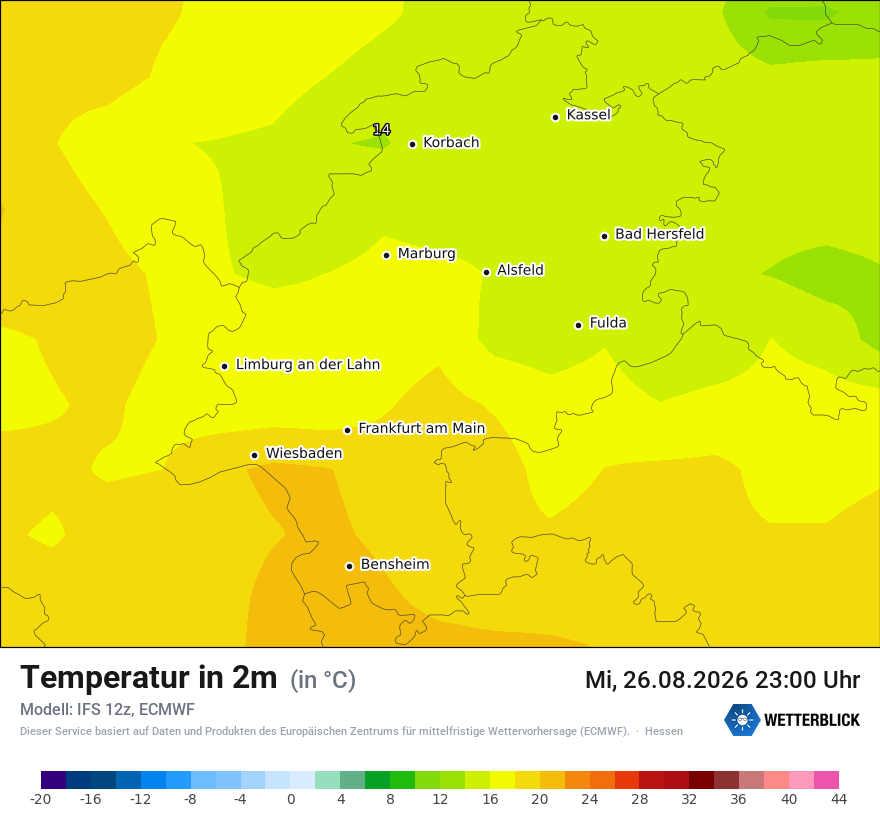 Modellkarte ECMWF – t2m – he
