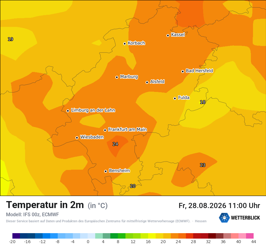 Modellkarte ECMWF – t2m – he