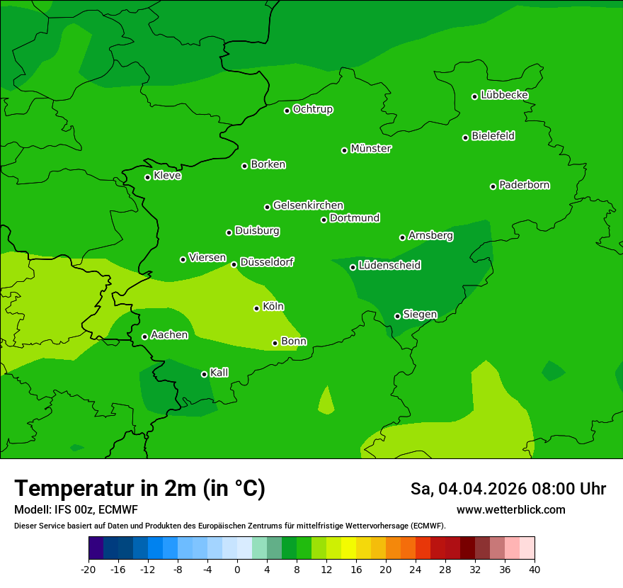 Modellkarte ECMWF – t2m – nrw