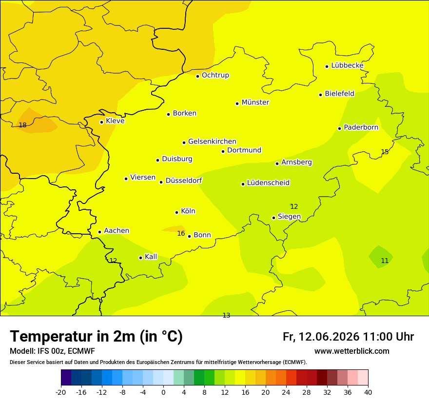 Modellkarte ECMWF – t2m – nrw
