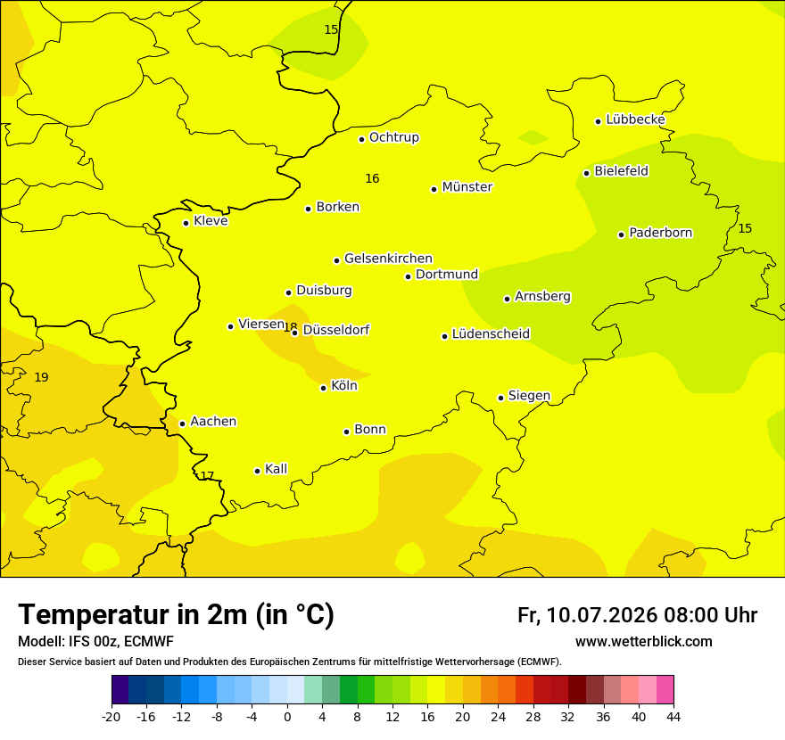 Modellkarte ECMWF – t2m – nrw