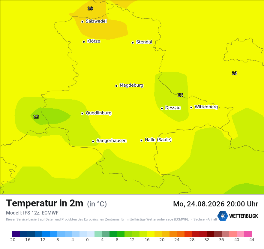 Modellkarte ECMWF – t2m – st