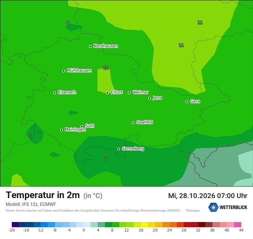 Modellkarte ECMWF – t2m – th