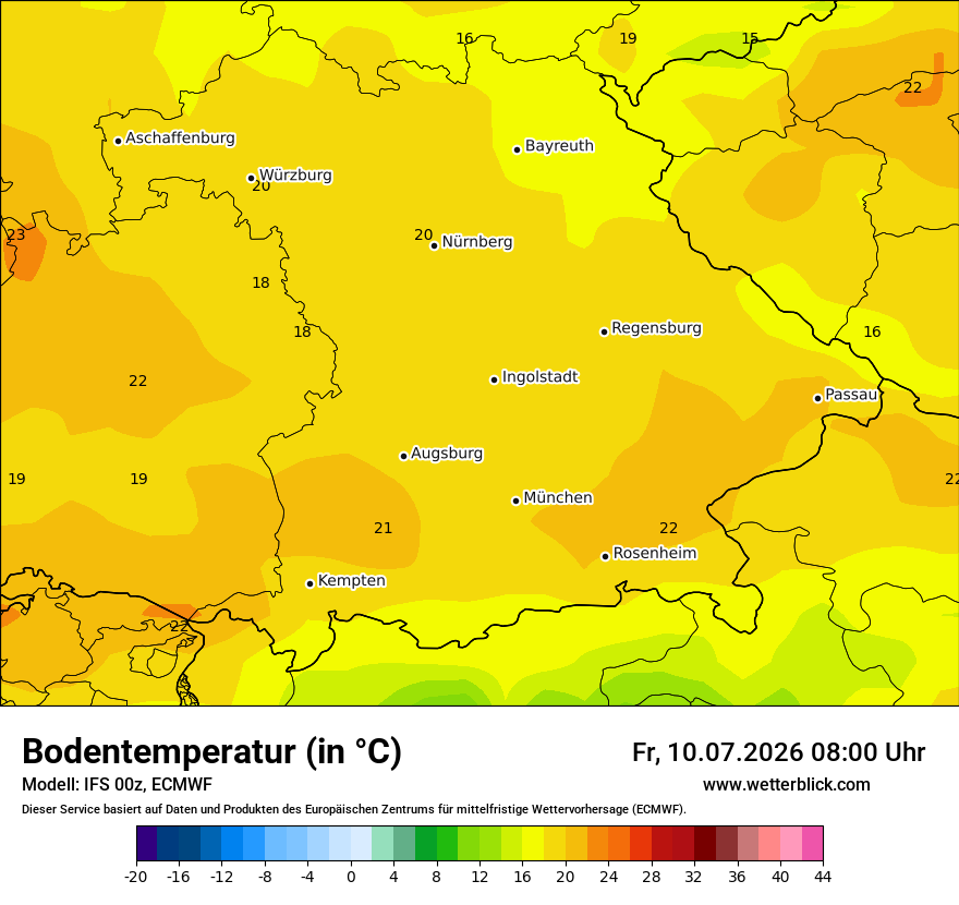 Modellkarte ECMWF – t_g – by