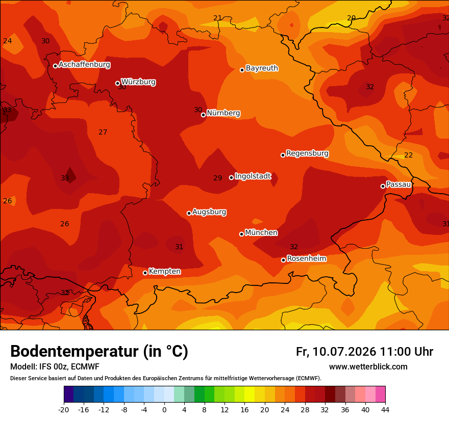Modellkarte ECMWF – t_g – by