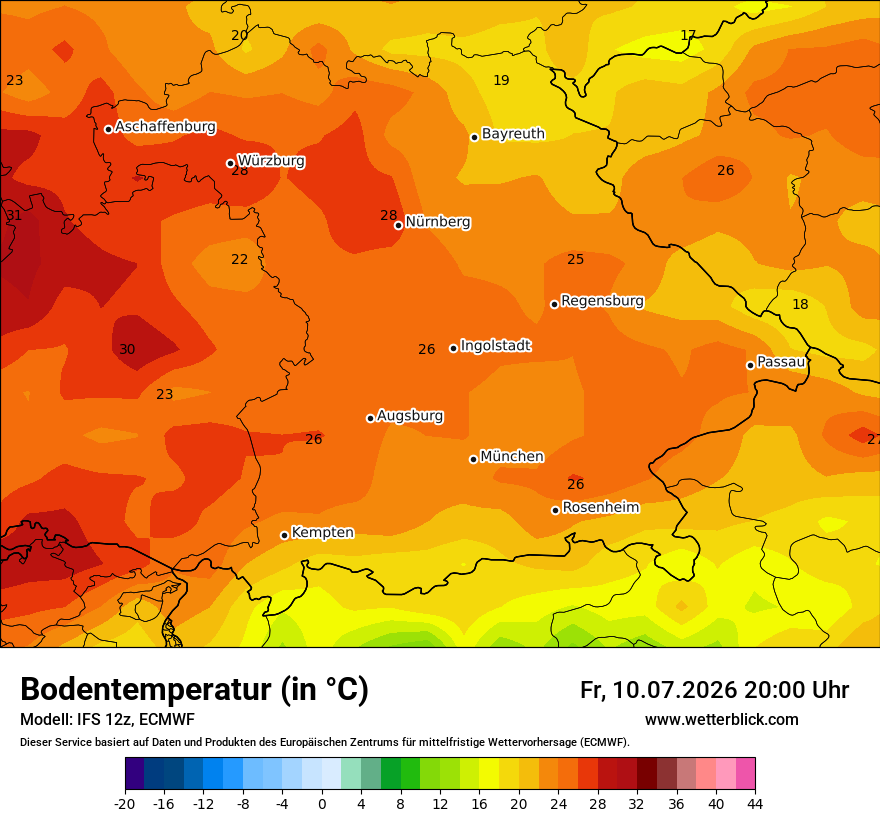 Modellkarte ECMWF – t_g – by