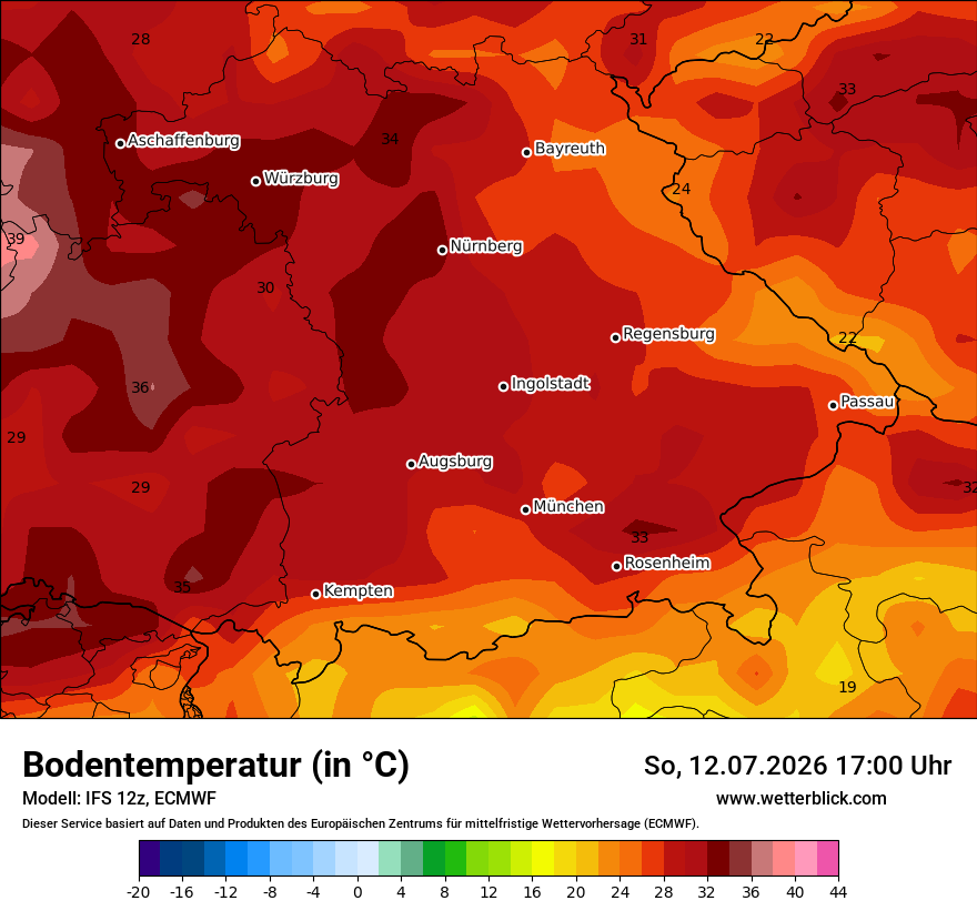 Modellkarte ECMWF – t_g – by